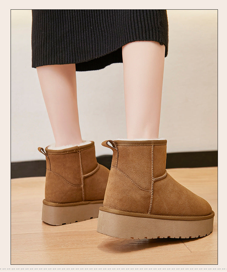 Women's Thickened Real Warm Height Increasing Insole Women's Snow Boots