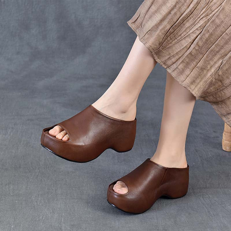 Thick-soled Peep Toe Outdoor Fashionable Bag Thick-soles Slippers