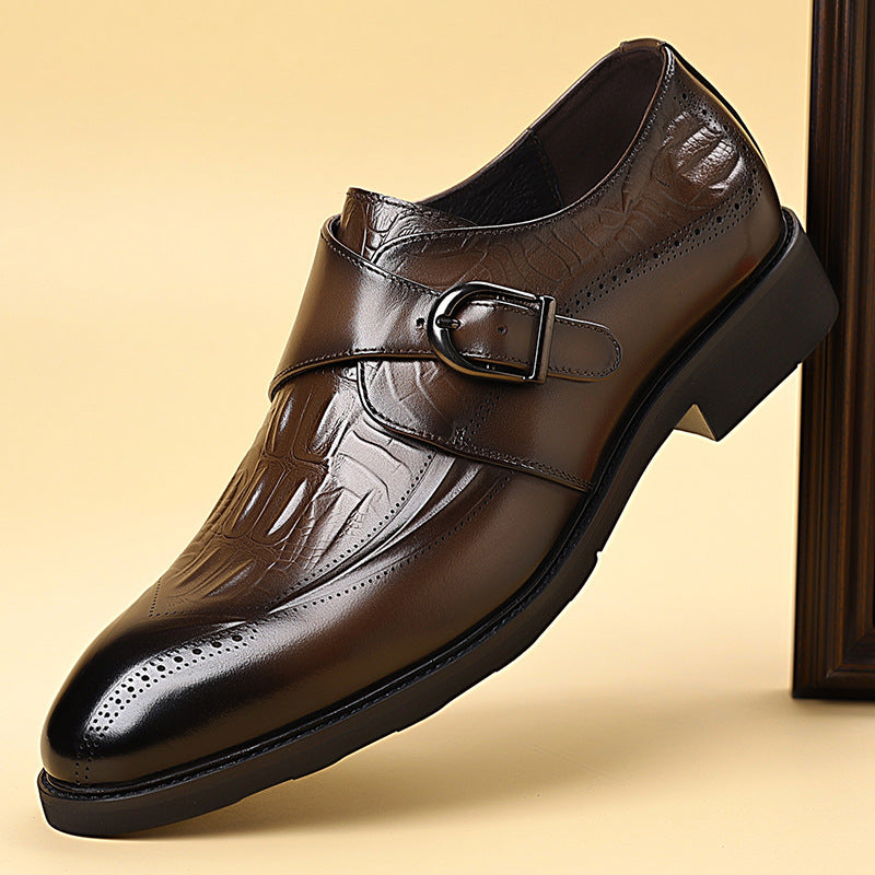Men's Four Top Layer Cowhide Korean Business Men's Casual Leather Shoes