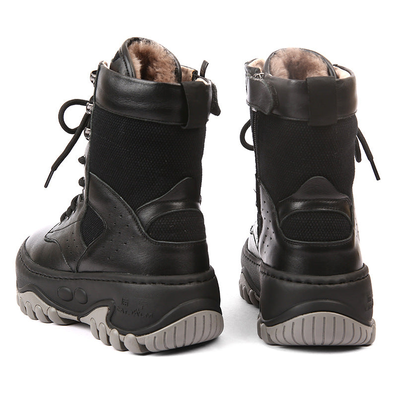 Women's Winter Real Fur Integrated Wool Warm Platform Plus Snow Boots