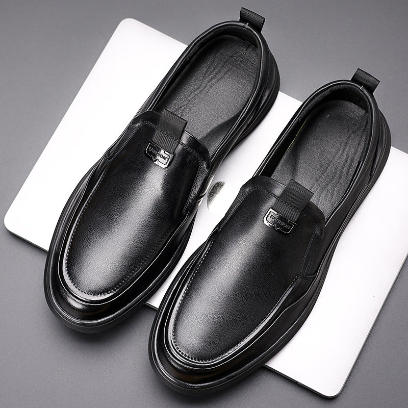 Men's First Layer Cowhide Slip-on Spring Business Soft Genuine Surface Casual Shoes