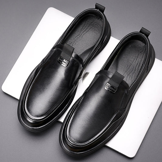 Men's First Layer Cowhide Slip-on Spring Business Soft Genuine Surface Casual Shoes