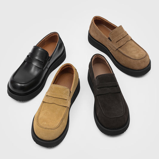 Men's Slip-on Soft Bottom Commuter Derby Spring British Style Men's Casual Leather Shoes