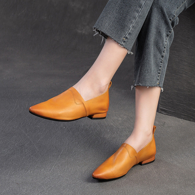 Women's Autumn Soft Top Layer Cowhide Slip-on Women's Casual Shoes