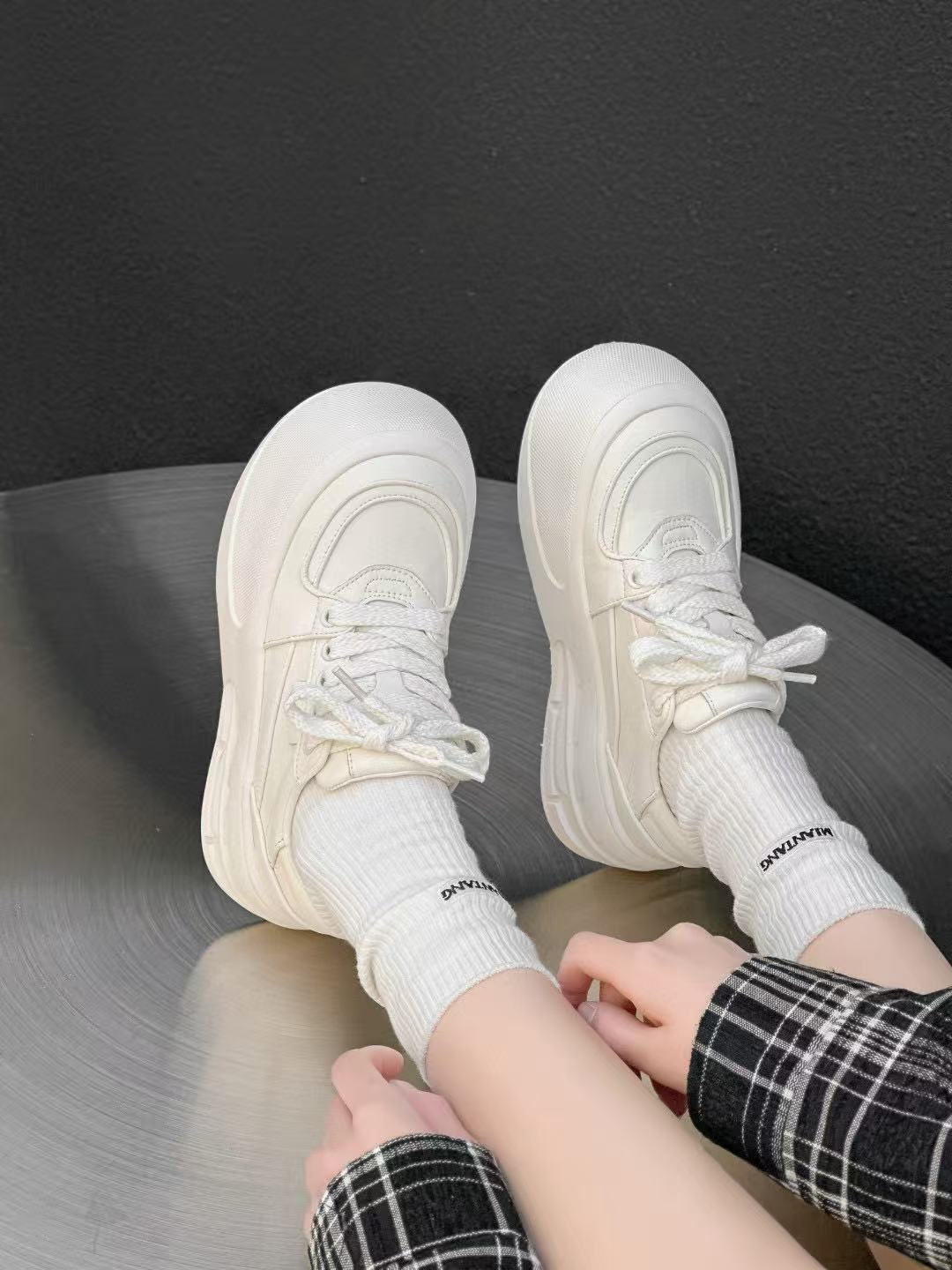 Women's Head Bread Autumn Mesh Breathable Platform Casual Shoes