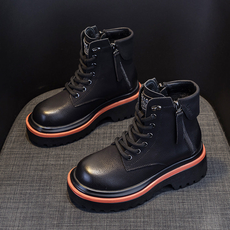 Women's Martin Retro Motorcycle Short Tube Worker British Style Women's Leather Boots