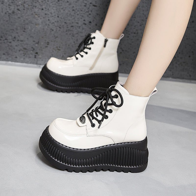 Women's Platform Martin Muffin Height Increasing Insole Small British Boots