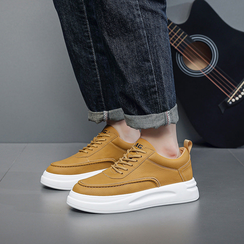 Men's Fashionable White Simple Board Preppy Style Sneakers