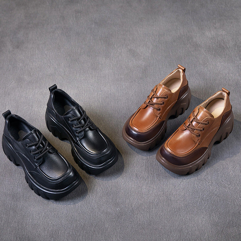 Women's Cowhide Autumn Genuine Korean Style Platform Casual Shoes