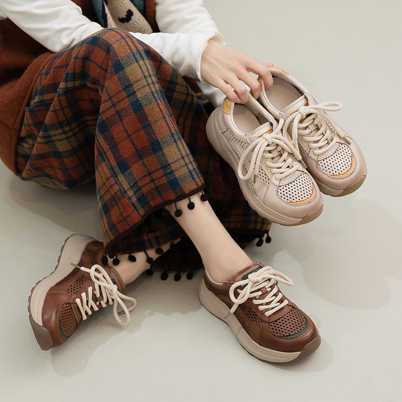 Women's Thick-soled Breathable Mesh Color Matching Pumps Lightweight Comfortable Women's Shoes