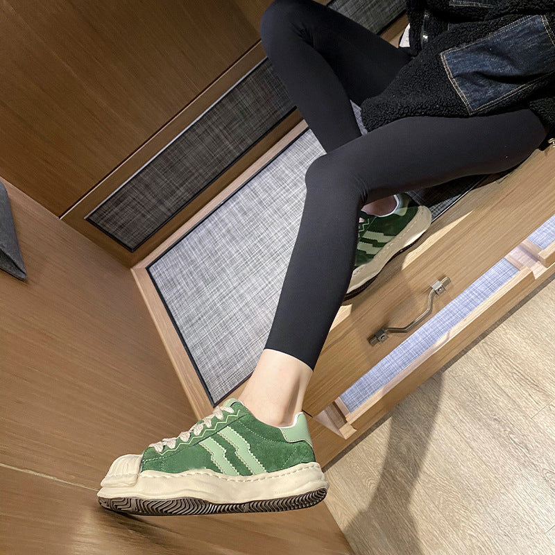 Women's & Men's Dissoed Shell Toe Round Board Color Casual Shoes