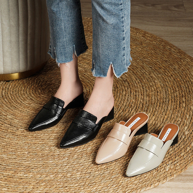 Women's Fashionable High Half Comfortable Genuine Closed Toe Fairy Sandals