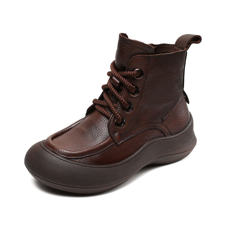 Women's With First Layer Of Cowhide Vintage Soft Bottom Short Winter Boots