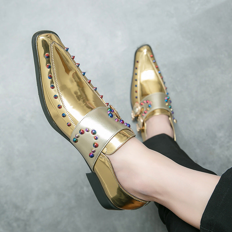 Men's Enchantress Chelsea Gold Pointed Plus Size Leather Shoes