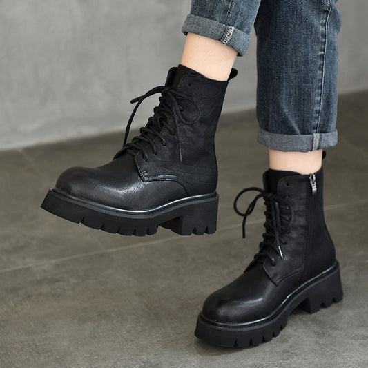 Women's Retro Easy Matching Martin Short Thick-soled Boots