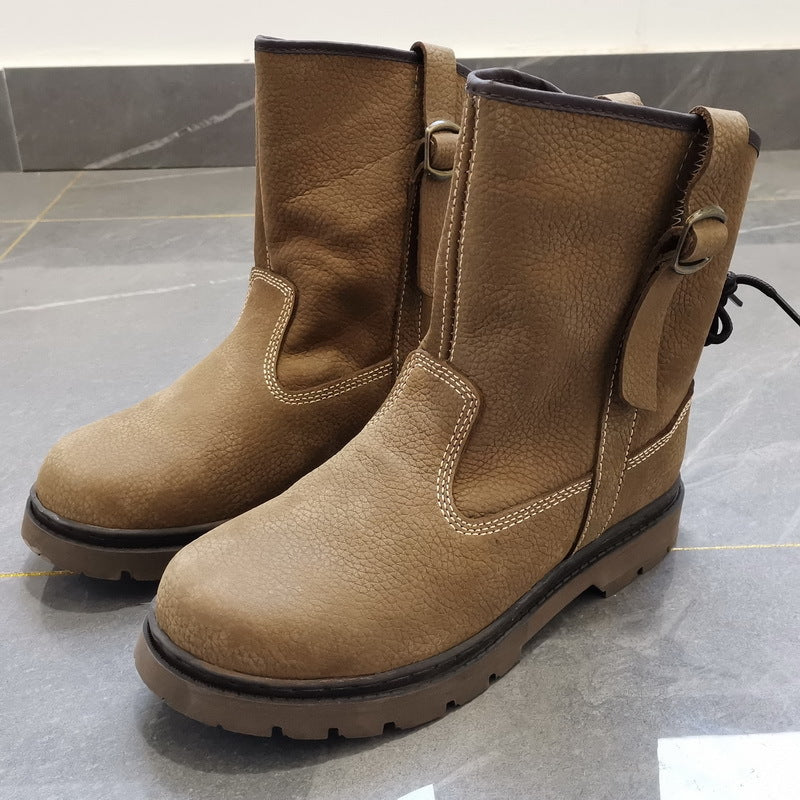Women's & Men's Offer Cowhide Worker Mongolian Riding Breathable Boots