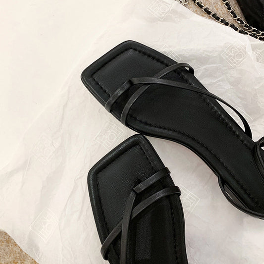Women's Style Square Toe Thin Cross Straps Covering Sandals
