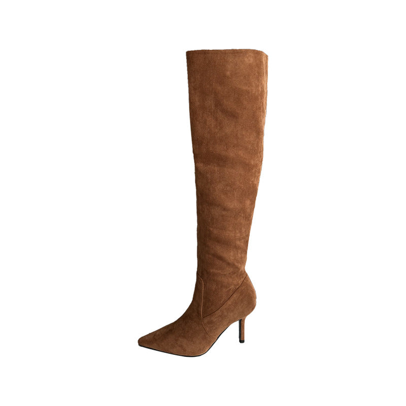 Pleated Autumn Stiletto Pile Style High Below Heels
