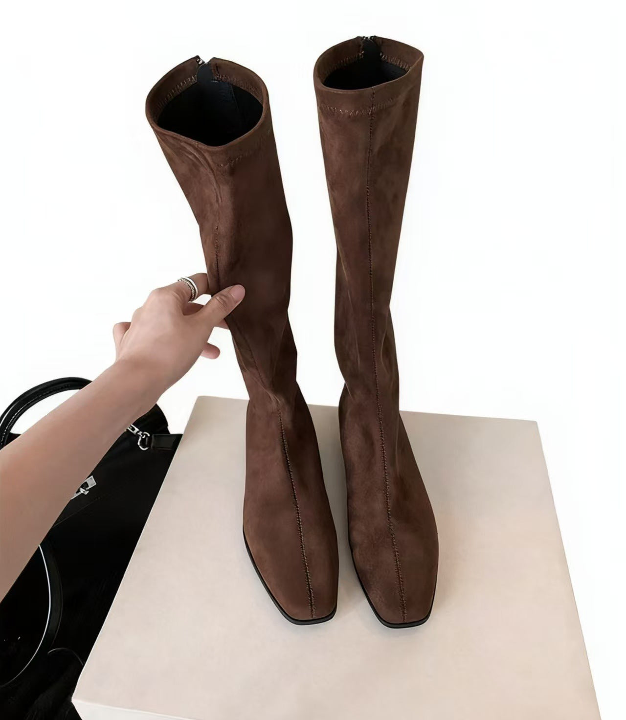 Women's Height Increasing Insole Suede High Slimming Tall Stretch Retro Women's Leather Boots