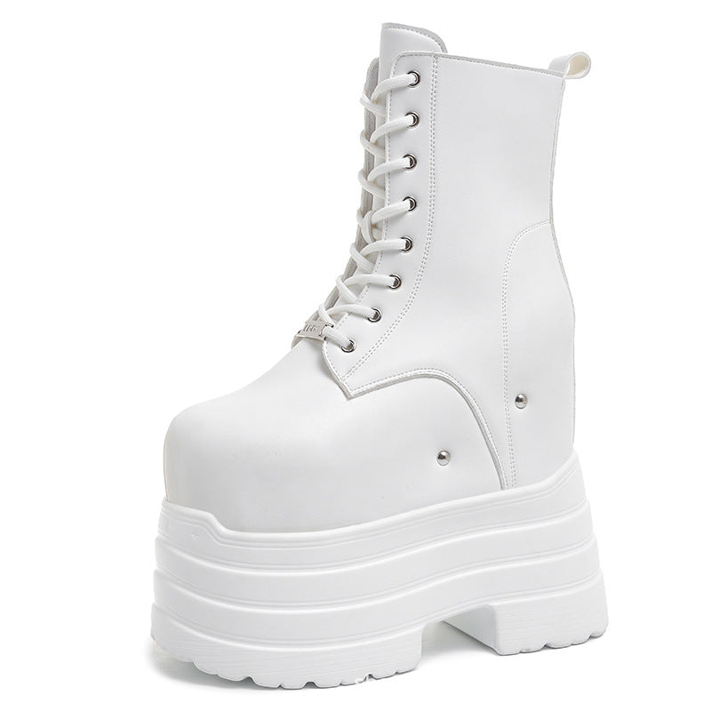 Elevator Integrated Thick Bottom Small Man Plus Size Exhibition Women's Leather Boots