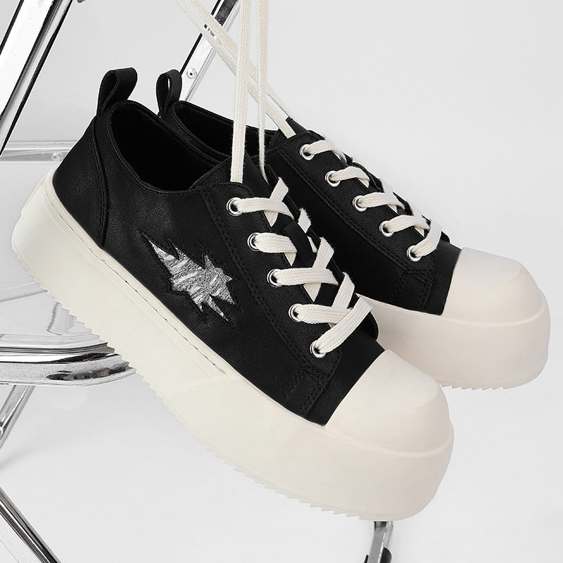 Men's Derby Trendy American Black Commuter Big Head Sneakers