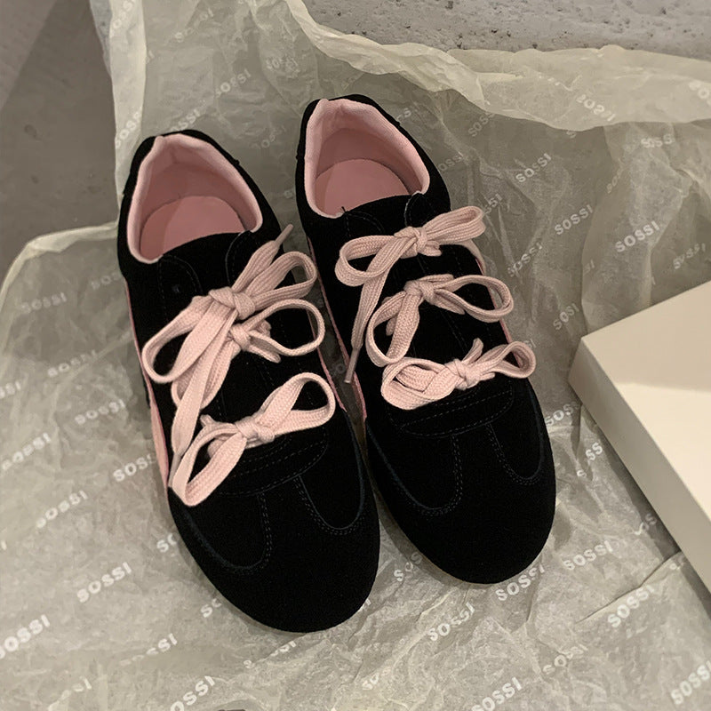 Women's Cowhide Version Thick-soled Bow German Training Super Soft Women's Casual Shoes