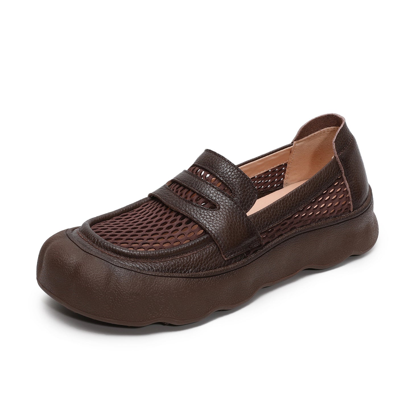 Women's Retro Breathable Hole Mesh Soft Bottom Heels