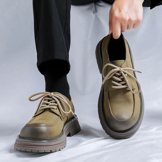 British Style Thick Bottom Fashion Trendy Men's Casual Leather Shoes