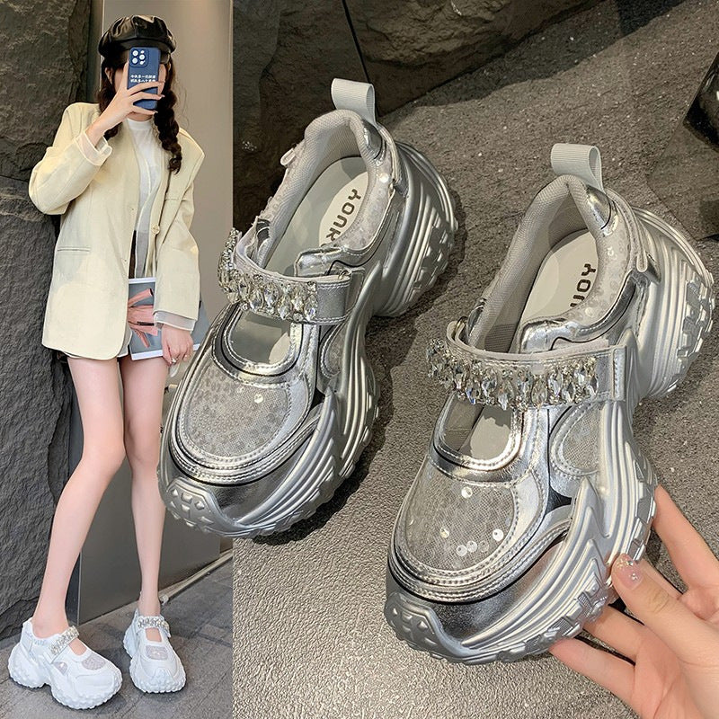 Women's Sequins Thick-soled Muffin Tire Durian Bottom Word Sneakers