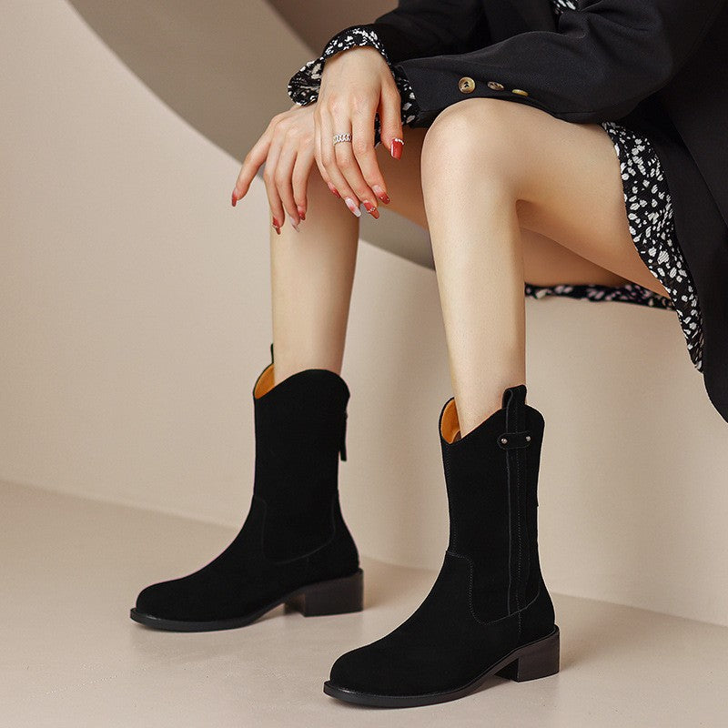 Female Retro Ankle British Style V Boots