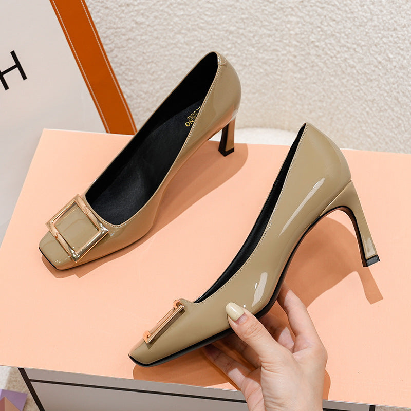 Women's Buckle Mid Spring French Style Vintage Women's Fashion Shoes