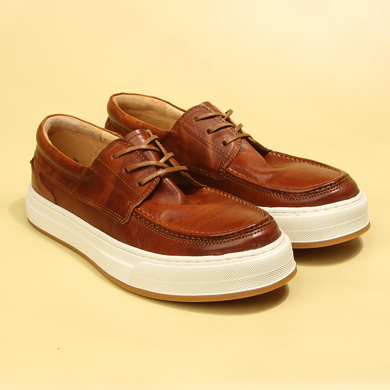 Men's Horse Washed-out Vintage Genuine Fashion Trendy Men's Board Shoes
