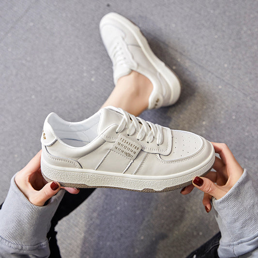 Women's & Men's White Genuine Flat Sports Pumps Plus Men's Shoes