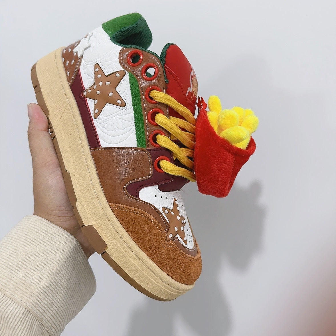 Women's & Men's Increased Lovers Hamburger Fries Star National Sneakers