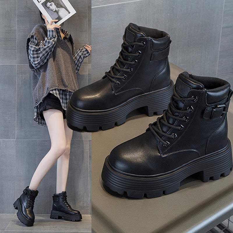 Women's Platform Small Size Short Lace Up Insulated Boots