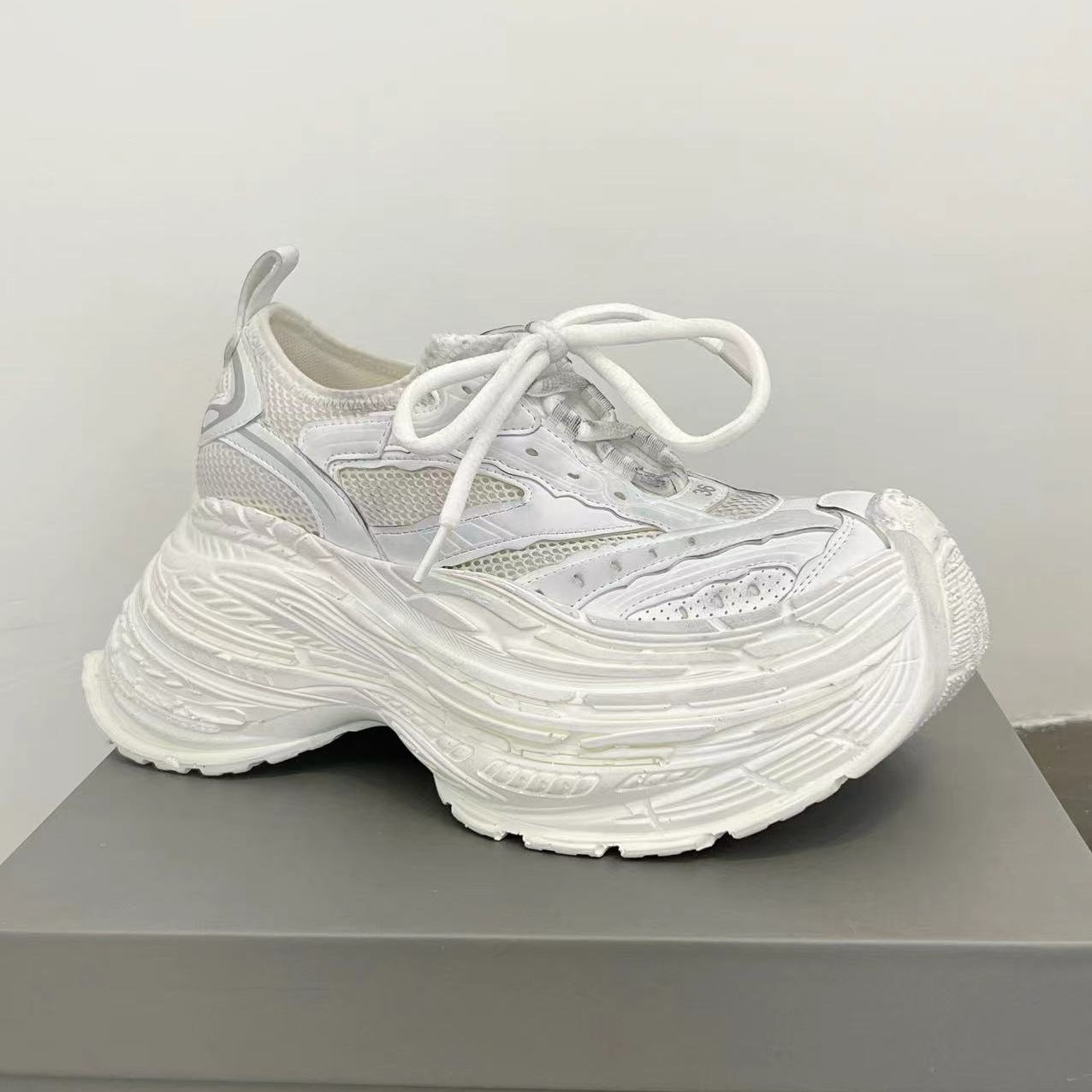 Women's & Men's Dad Distressed Mesh Color Matching Thick Bottom Heightened Women's Sports Shoes
