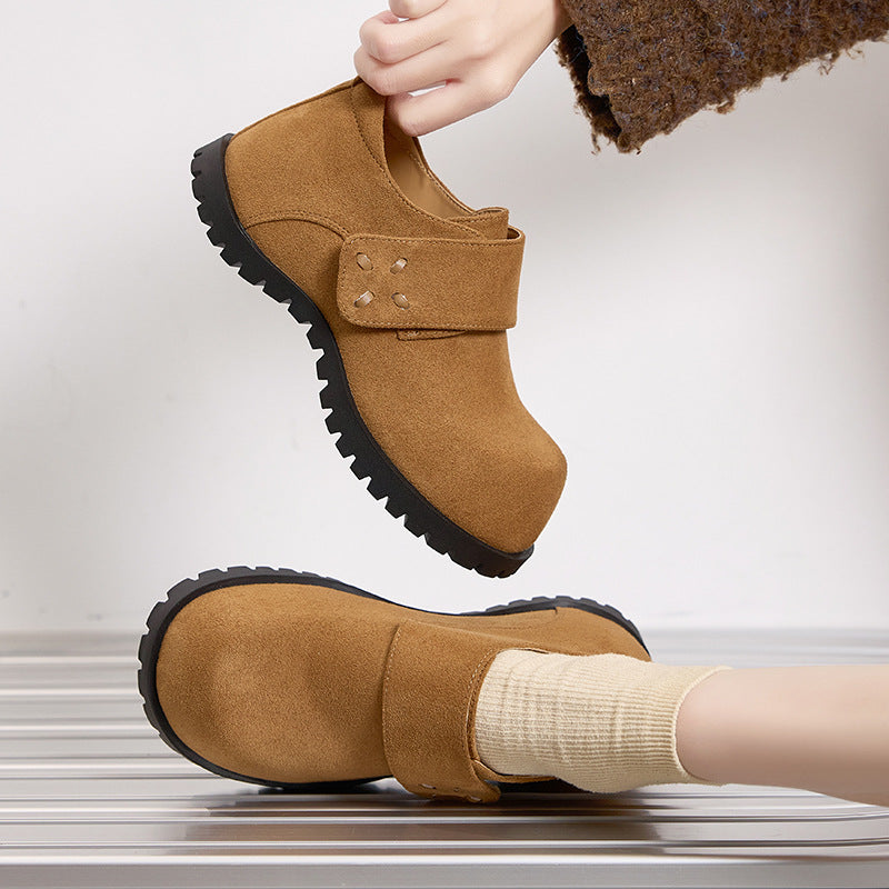 Women's Hidden Big Head Derby Thick Bottom Belt Women's Casual Shoes