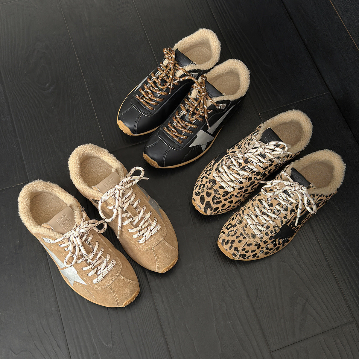 Women's Genuine Horse Fur Leopard Print With Veet German Training Retro Women's Casual Shoes