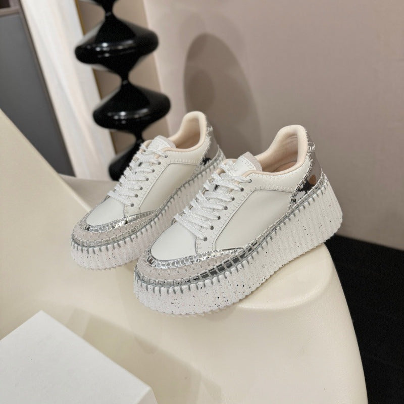 Women's Bottom Little Gospel Platform Fashion Round Toe Lace Women's Sports Shoes