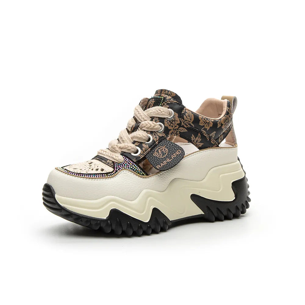 Women's Live Broadcast White Spring Genuine Dad Casual Shoes