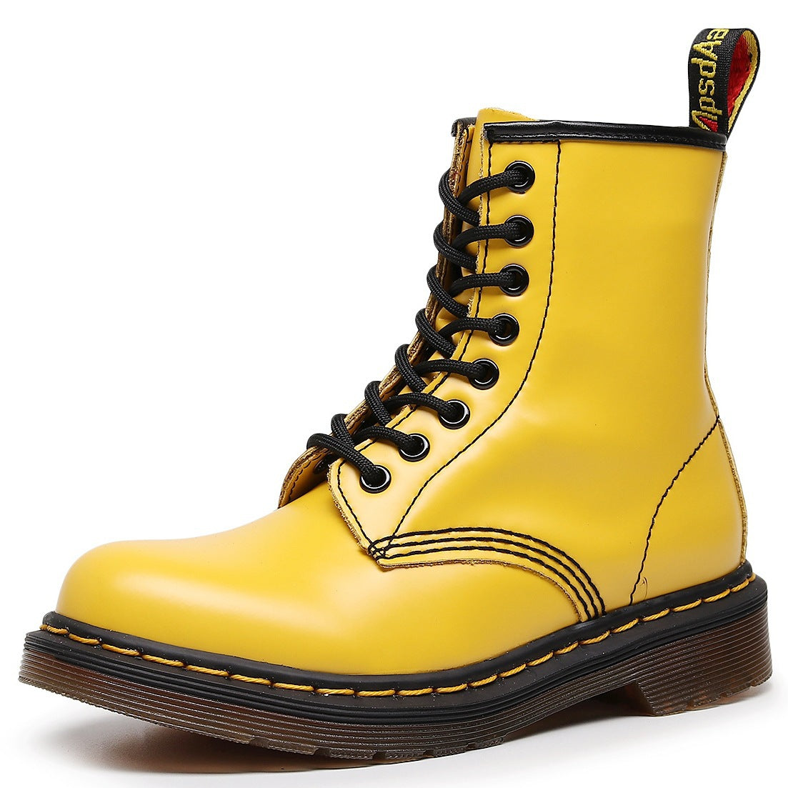 Women's & Men's High Top Working Wear Classic Hard Slit Bead Short Glossy Women's Leather Boots
