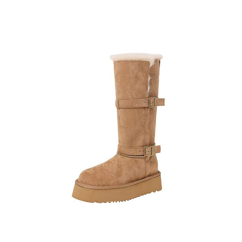 Winter Thick Bottom Plus Veet Long Two-way Women's Cotton Shoes