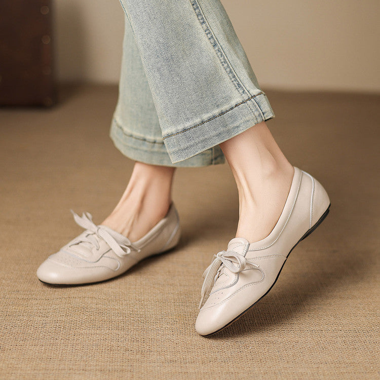 Women's Sheepskin Ballet Style Low-cut German Training French Slip-on Women's Fashion Shoes