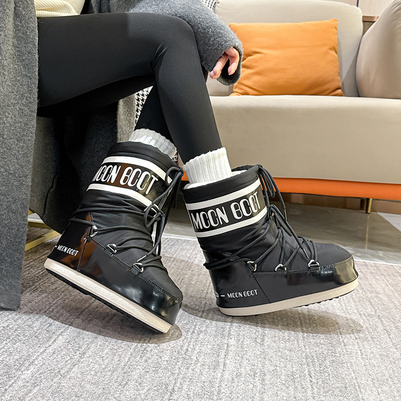 Women's Thick Warm Sleeve Cotton Strap Bread Snow Boots