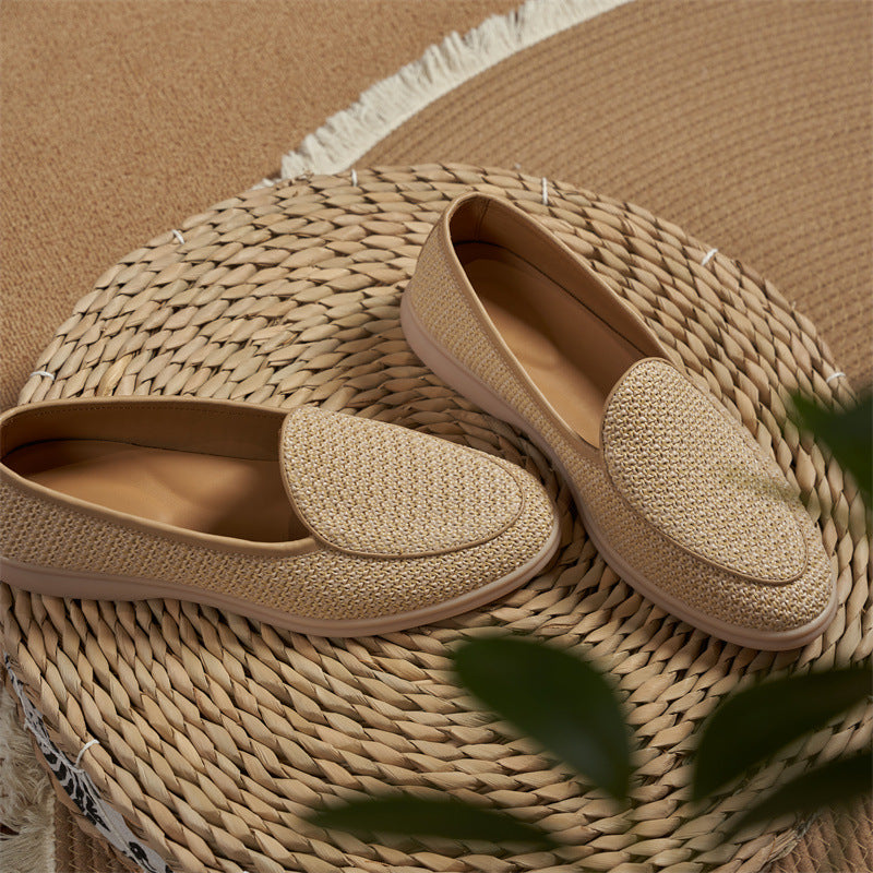 Men's Breathable Woven Low-cut Flat Pumps Soft Bottom Comfortable Loafers/doug Shoes