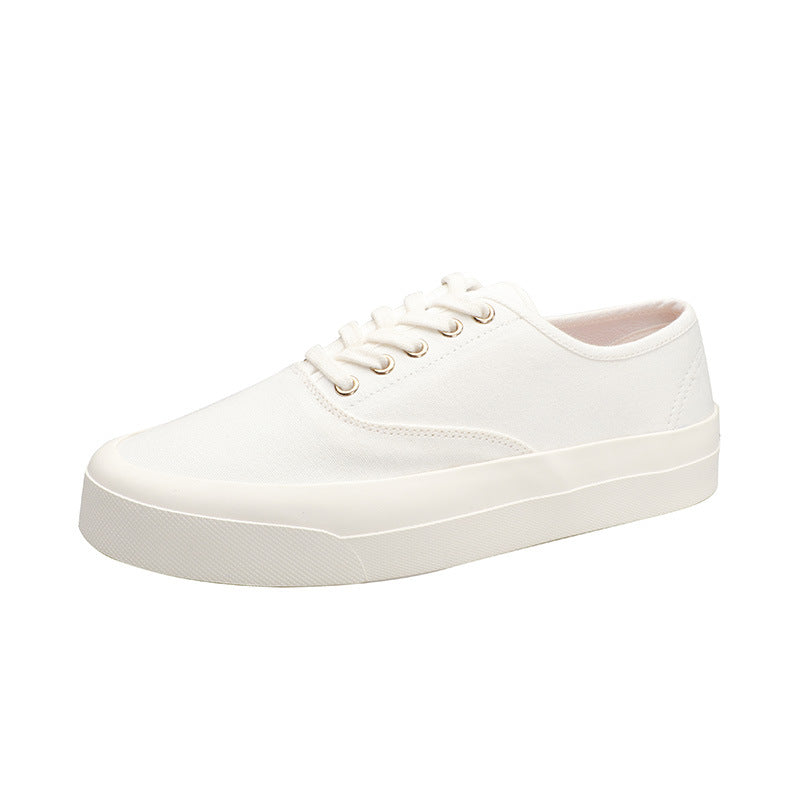 Women's & Men's Genuine Cowhide Pigskin Cloth Couple White Women's Canvas Shoes