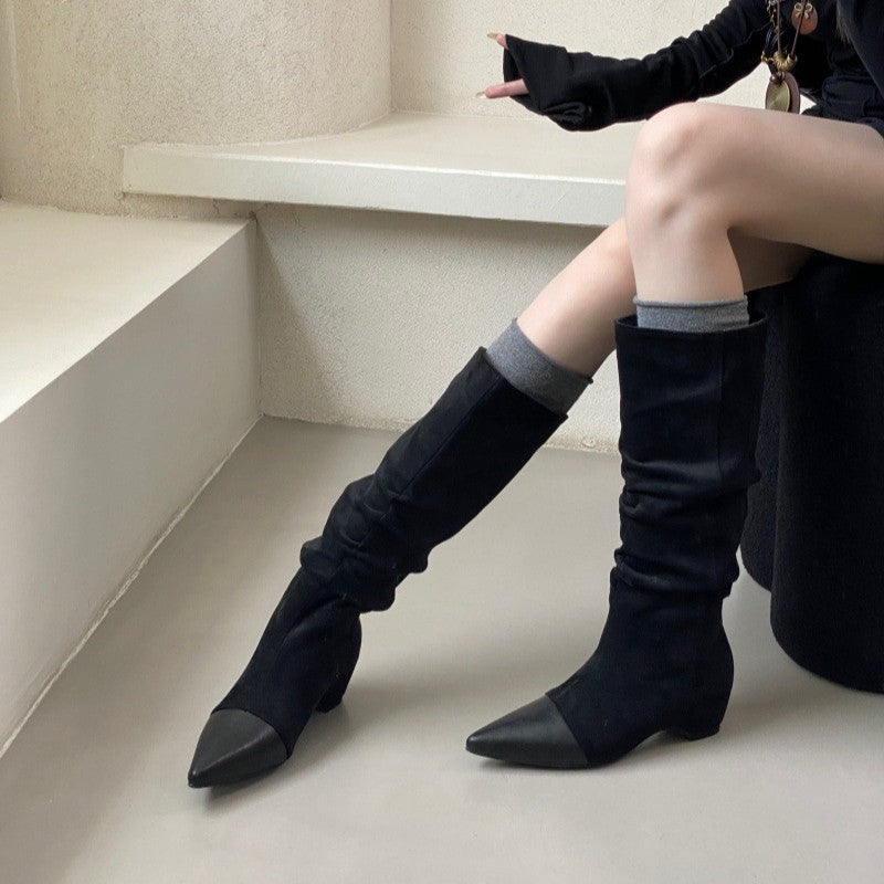 Women's Female Height Increasing Insole Suede Loose Pile Boots