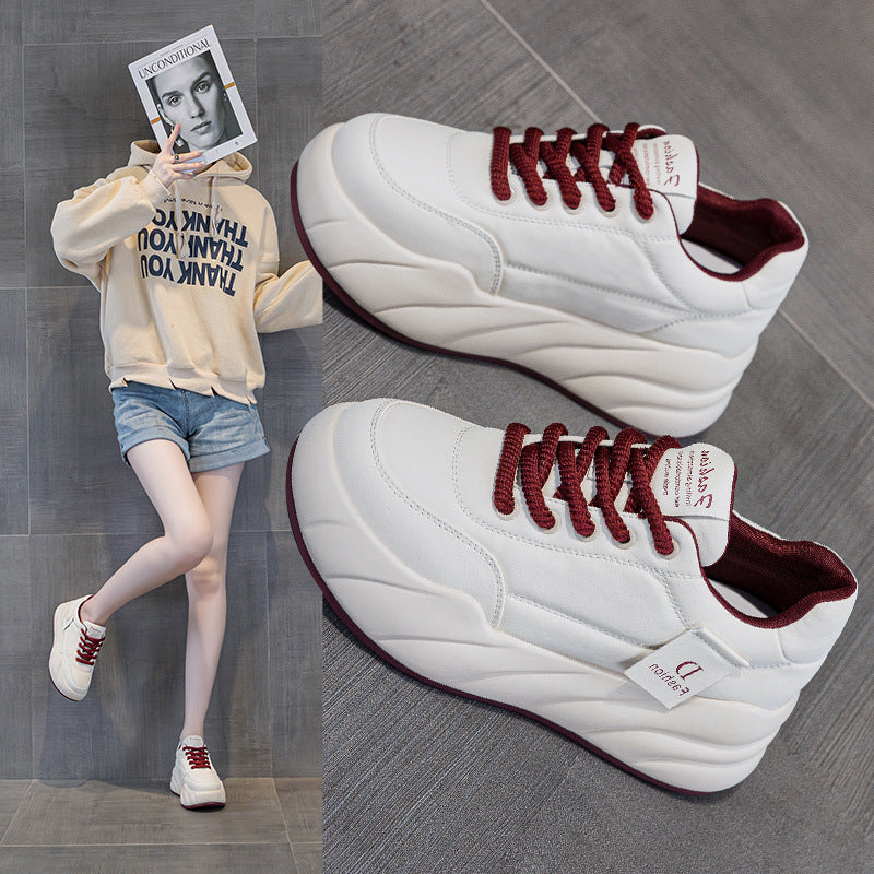 Women's Bread Korean Style Platform Hidden White Women's Shoes