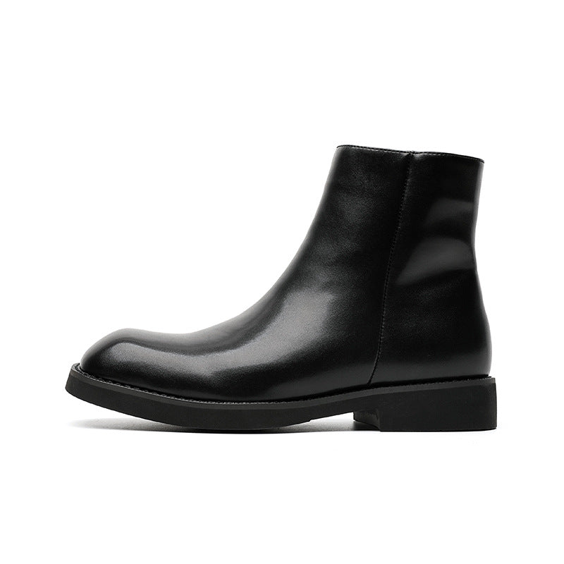 Men's Autumn Green Round Head Thick Bottom Side Boots