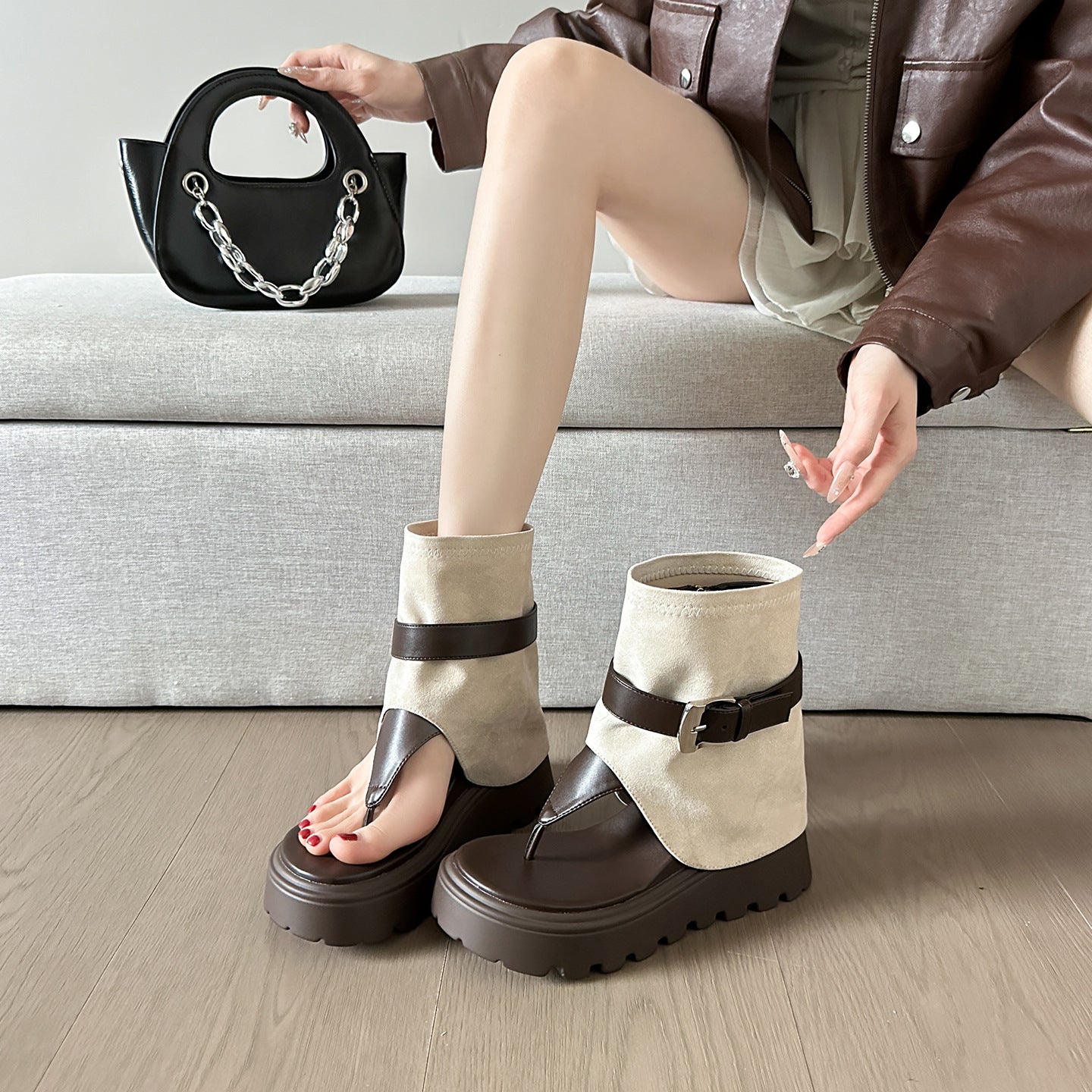 Women's Retro Summer Small Belt Buckle Pants Sandals